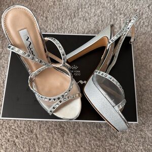 NINA Silver Strappy Heels